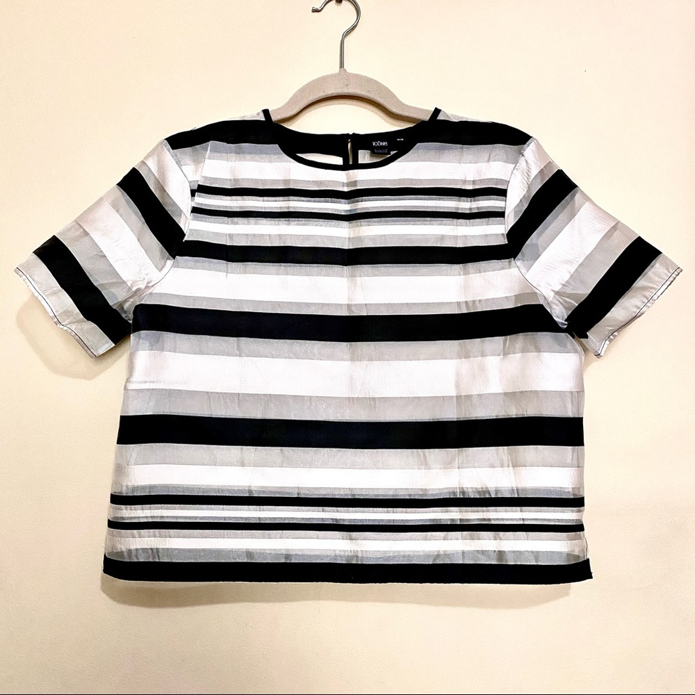 Icōne Black & Champagne Urban-Chic Beige Translucent Cropped Blouse